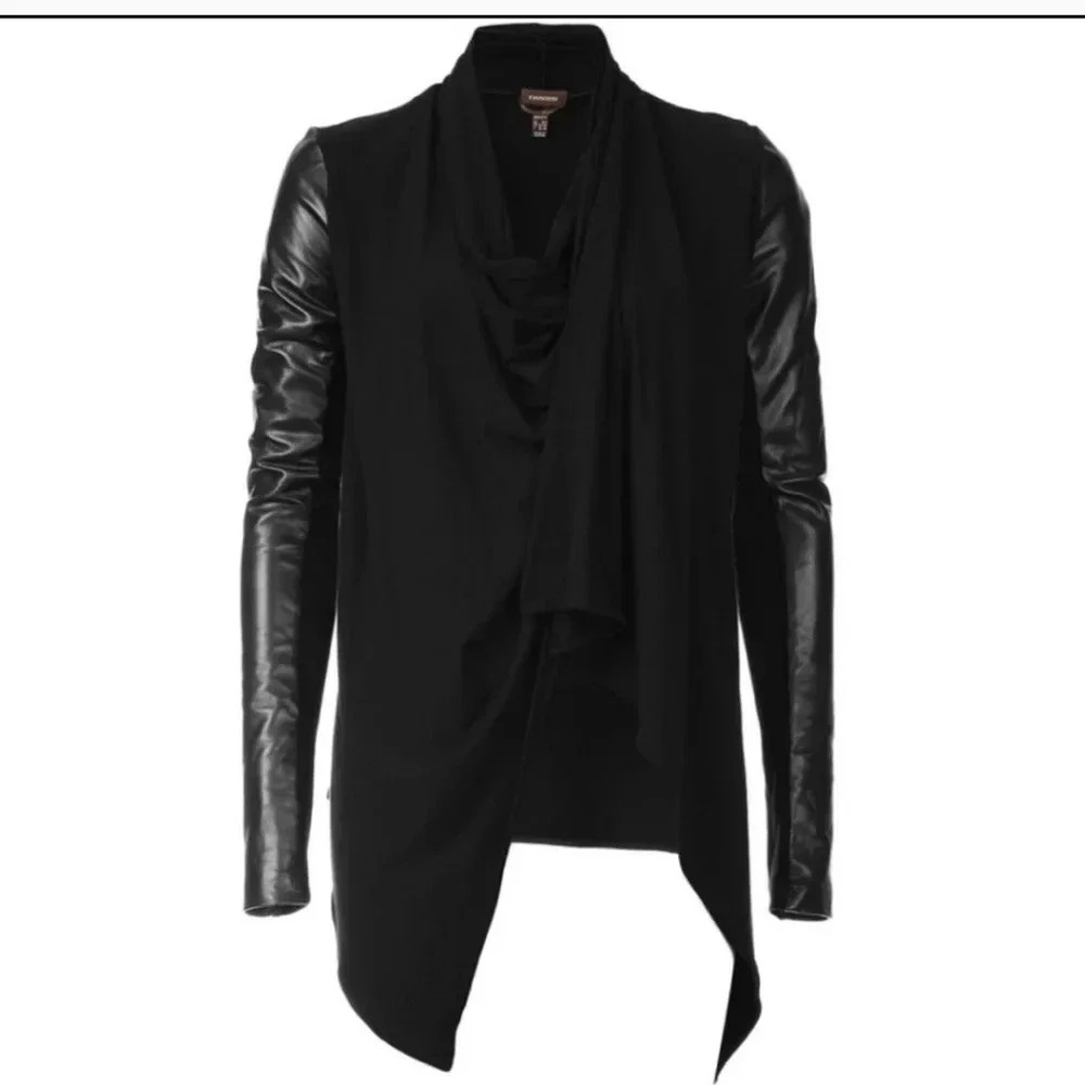 Danier waterfall open leather cardigan